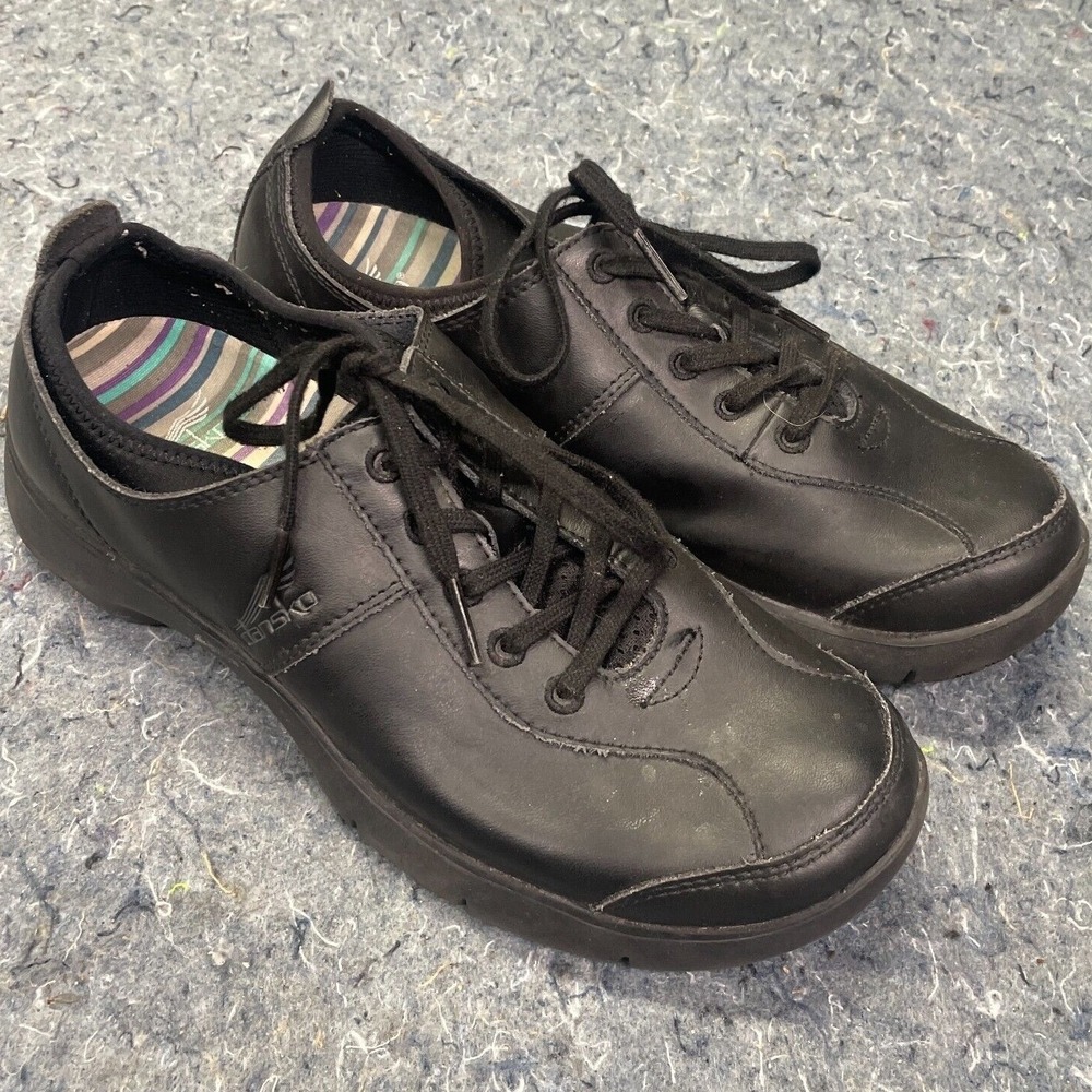 Dansko Shoes Sneakers Womens Elise Size 8.5 US Black Leather Athletic 39 EUR